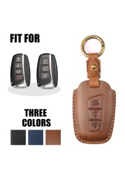 Luxury Leather Key Case Fob Cover Keychain Holder For Hyundai IX35 IX45 Elantra Santafe Equus Genesis Accessories Keyring Bag