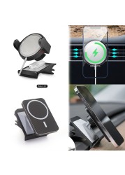 For Tesla Model 3 Y 2022 iPhone 12 13 Magsafe Charger Holder Wireless Charger & Magnet Car Mount Phone Holder Mobile Bracket