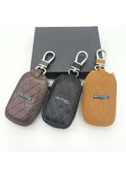 High Quality Leather Car Key Key Holder Bag Key Cover Key Protector With Blue Logo For Haval Car Accessories Black/Brown/Coffee