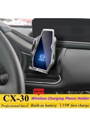 For Mazda CX30 2020-2021 Car Phone Holder Air Vent Wireless Charger 360 Rotating Navigation Bracket Support GPS