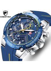 Cheetah New Watches Mens Luxury Brand Double Watch Big Men Waterproof Quartz Wristwatch Sport Chronograph Watch Relogio Masculino