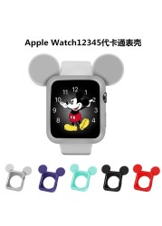 Cartoon Half Pack of Mickey Ears Stereo Bumper Frame Soft TPU Case for Apple Watch 6/SE/5/4/3/2/1 Cover for iwatch 4/5