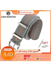 San Martin Watch Strap 20mm 22mm Pilot Military Watch Band Universal Type Sports Troops Parachute Bag Watchband Nylon Strap