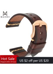 Maikes Genuine Leather Watchband For Galaxy Watchband 18mm 20mm 22mm 24mm Watch Strap Tissote Timex Omega Wrist Bracelets