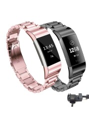 الفولاذ المقاوم للصدأ حزام ل Fitbit تهمة 4 الفرقة استبدال معصمه أسورة ساعة ذكية Charge3/Charge4 Fitbit تهمة 3 الفرقة