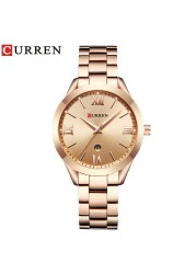 CURREN الذهب ساعة النساء الساعات السيدات 9007 الصلب المرأة ساعات يد ساعة الإناث Relogio Feminino Montre فام