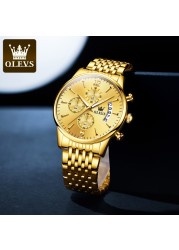 Olevs Men's Quartz Wrist Watch Calendar Display Waterproof Chronograph Men's Watches Male Luxury Bracelet Homm Gift for Man