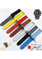 Watch Accessories Men 19mm x 25mm Leather Strap For Hublot Fashion Business Series 22mm Buckle Ladies Rubber Sport Strap