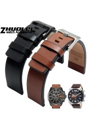 Diesel Watch Cowhide Leather Strap , Fit Strap DZ7312 | DZ4323 | DZ7257 with stainless steel pin clip 24 26 27 28 30mm