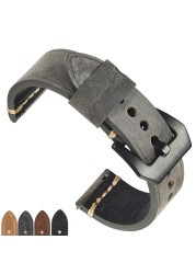 Men's Genuine Leather Watch Band Strap 22mm 24mm Vintage Cowhide Watch Strap High Quality Bracelet Watch Accessories