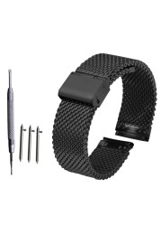 18mm 20mm 22mm 24mm Universal Milanese Watchband Quick Release Watch Band Mesh Stainless Steel Strap Wrist Strap Bracelet Black