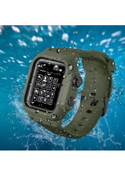 IP68 Waterproof Silicone Case Cover with Sport Band Strap for iwatch Apple Watch Series 6 5 4 3 2 42mm 44mm 44 42mm Accessories