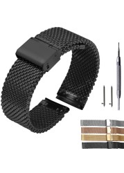 18mm 20mm 22mm 24mm Quick Release Global Milanese Watchband Watch Band Mesh Stainless Steel Strap Wrist Strap Bracelet Black