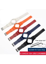 Silicone Rubber Watchband Case For Casio G-SHOCK GA-110/100 GA-120 GD-110 Men's Sport Waterproof Band Strap Bracelet Accessories