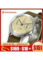 Seagull movement 1963 chronograph men's watch 38mm pilot st1901 mechanical sapphire men's watches 40mm montre homme military