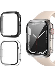 Case With Screen Protector For Apple Watch Series 7 45mm 41mm Hard PC Full Face Protector Bumper Cover Case For iWatch 7 45mm Series