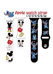 mickey stitch strap for apple watch band 12 3 4 5 6 se silicone smartwatch watchband bracelet iWatch 40mm 38mm 42mm 44mm band