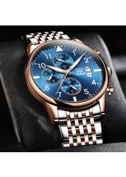 OLEVS Top Brand Watch Men Stainless Steel Business Date Watch Waterproof Luminous Luxury Men's Watches Sport Quartz Wrist Watch