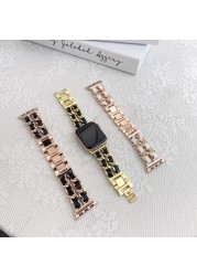 Lady Stainless Steel Watchband for Apple Watch 6SE7 40/44mm Metal Chain Watch Band for iWatch 5 4 3 2 1 38mm 42mm 41mm 45mm