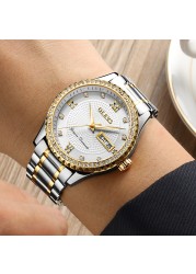 OLEVS Luxury Fashion Men's Quartz Watch Diamond Stainless Steel Watch Waterproof Business Date Sport Men's Watch Exquisite Gift