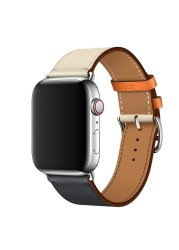 one round for apple watch band 44mm 40mm 45mm 41mm 42mm 38mm 44 45mm genuine leather bracelet iWatch serie 3 4 5 se 6 7 strap