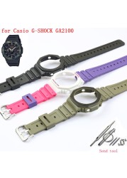 16mm Resin Watch Accessory Strap Case Suitable for Casio G-SHOCK GA2100 2110 Men Women Sports Waterproof Transparent Strap