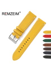 Double-sided Leather 18mm 20mm 22mm 24mm Watchband Quick Release Watch Band Strap Men Women Yellow Red Black Watch Accessories