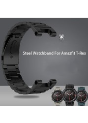 Stainless Steel Watch Band For Amazfit T-Rex Pro Huami Tyrannosaurus Rex Watch Outdoor Silicone Smart Sport Band