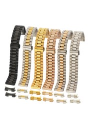 Solid Stainless Steel Watch Band 12mm 13 14 16 17 18mm 19 20mm 21 22mm Replacement Watch Strap 3 Rows Wristband Bracelet w/Tools