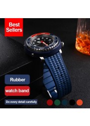 22mm Waffle Watch Strap 20mm Bracelets Fashion 20 22mm Universal Mens Watch Band Rubber