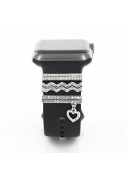 Decorative Ring For Apple Watch Band Charms For Samsung Galaxy Smart Watch Sport Silicone Strap Accessories With Bling Diamond