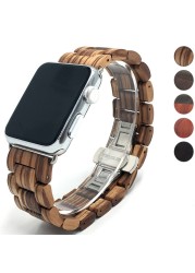 Wooden Watch Strap For Apple Watch Series 6 5 SE 4 3 Band 44mm 38mm 42mm Bracelet Iwatch 5 40mm Strap Wristband Band Accessories