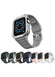 Case Bands Compatible with Apple Watch 45mm 41mm Moving Castle Rugged Metal Bumper Men Military Strap for IWatch 7 SE 6 5 4 3