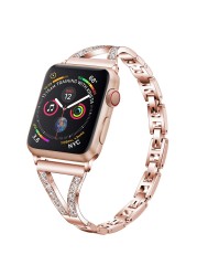 الفاخرة الماس سوار الفولاذ المقاوم للصدأ الفرقة ل apple watch سلسلة 2 3 42 مللي متر 38 مللي متر حزام ل iwatch 7 6 SE 5 4 40 مللي متر 44 مللي متر 41 45 مللي متر