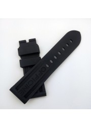 24mm Black Pure Soft Silicone Rubber Watchband Replacement Watch Strap for Panerai Wristband Waterproof Strap + Free Tool