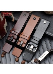 Genuine Leather Watchband Bracelet 22 24 26 28 30mm Watch Strap with Rivet for Diesel DZ7406 DZT2009 DZ7413 DZ7257 Watch Band