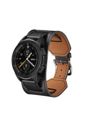 20mm 22mm Band For Samsung Galaxy Watch 4 Classic Active 2 Gear S3 Cuff Genuine Leather Bracelet Huawei Watch gt 2/2e pro strap