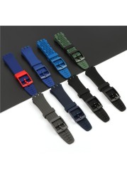 20mm silicone strap female pin buckle watch accessories for swatch SUSB400 SUSW402 men's sports waterproof bracelet watch band