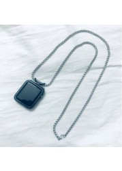 Metal Pendant Necklace for Apple Watch 45mm 44mm 42mm 38mm 41mm Replacement Strap Compatible for iWatch Series 7 6 5 4 3 2 1 SE