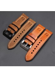 F4 Leather Watch Band for Men, Thick, Handmade, Retro, 20, 22, 24, 26mm, for pm111, 441