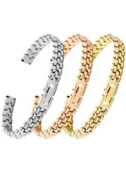 Stainless Steel Watchband 6mm 8mm 10mm Silver Golden Bracelet Replacement Strap for Dial Size Lady Fashion Watch Bracelet