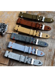 High Quality Suede Leather Antique Watch Straps Blue Watchbands Replacement Strap For Watch Accessories 18mm 20mm 22mm 24mm