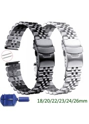 Stainless Steel Watch Band 18mm 19 20mm 21 22mm 23 24mm 26mm 28 30mm Watch Strap Silk Shiny Watchband Replacement Bracelet