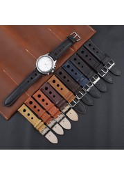 Onthelevel Leather Watchband 18mm 20mm 22mm 24mm Black Brown Coffee Racing Strap Handmade Stitching Quick Release Watch Strap