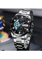 CURREN Men Fashion Waterproof Sport Quartz Chronograph Wristwatch Luxury Stainless Steel Watch With Luminous Relogio Masculino