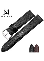 MAIKES Watch Accessories Genuine Leather Watch Strap Crocodile Pattern Wrist Band Soft Watches 12mm-20mm Black Bracelets