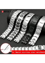 For Swatch Solid Core Metal Bracelet Concave Convex Watch Chain YCS YAS YGS Iron Men and Women Steel Ceramic Watchband