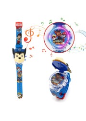 Animation Paw Patrol Children's Watch Boy Chase Children's Flash Luminous Music Clock Face Boy Child Toy Clock Birthday Gift Clock