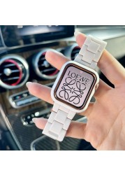 Resin strap + tempered glass case for apple watch band 44mm 42mm 40mm 38mm korea ring watchband for iwatch 7 6 se series 5 4 3