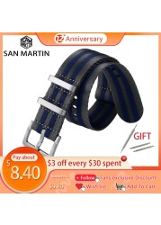 San Martin Watch Strap NATO Nylon Strap 20mm 22mm Universal Type Sports Parachute Troops Bag Watchband Pilot Military Watch Band